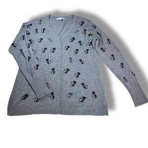 MARIE CLAIRE women’s super cute cat lady cardigan L